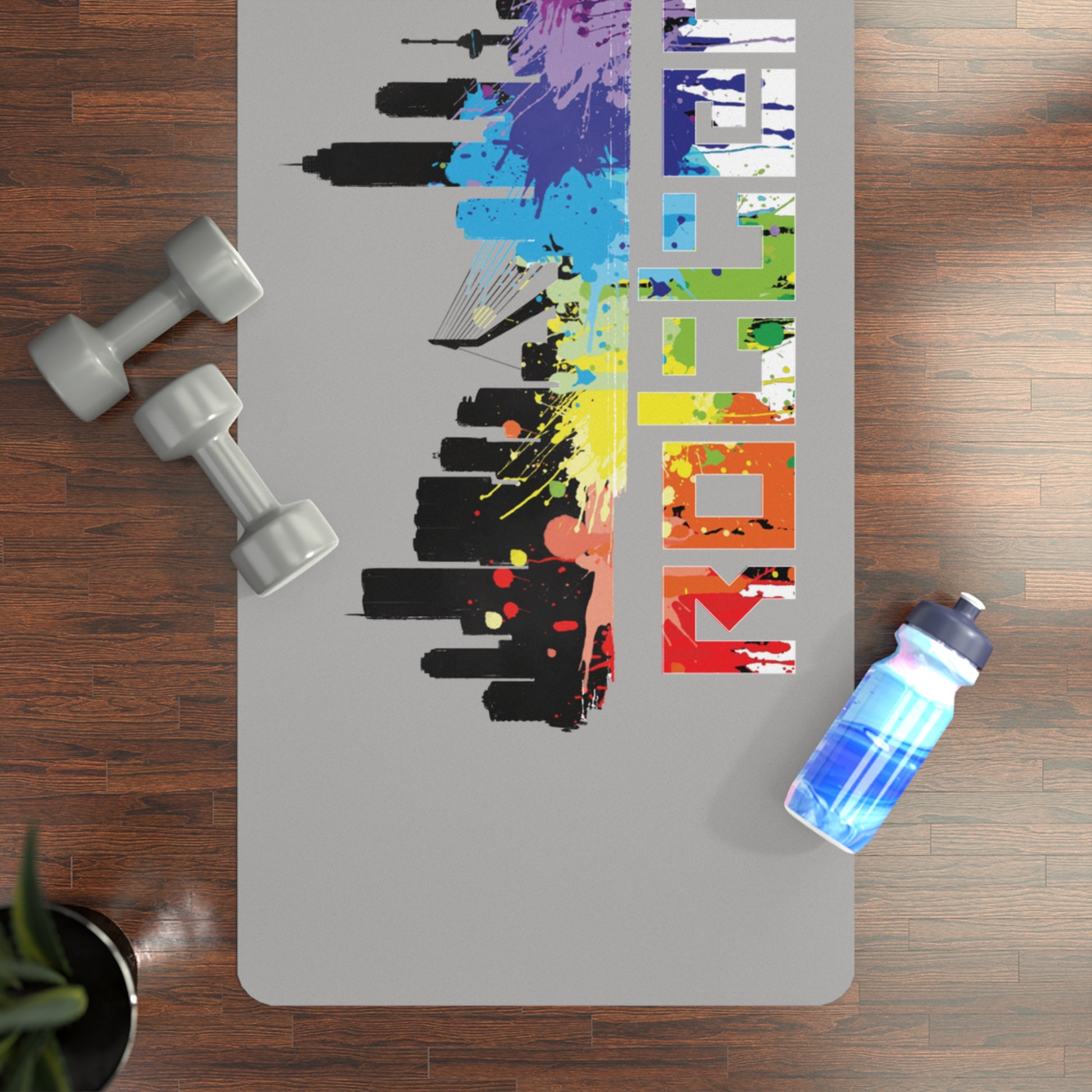 Colorful Cityscape Rubber Yoga Mat - Non-Slip Fitness Mat, Eco-Friendly Exercise & Yoga Accessory, Perfect for Home Workouts